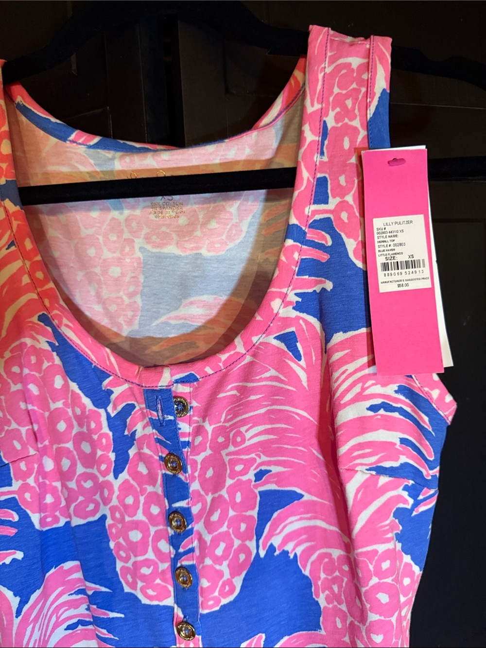 NWT Lilly Pulitzer Merrill top blue haven little flamenco